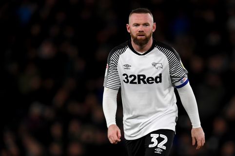 Former Everton and Man United player Wayne Rooney in action for Derby County